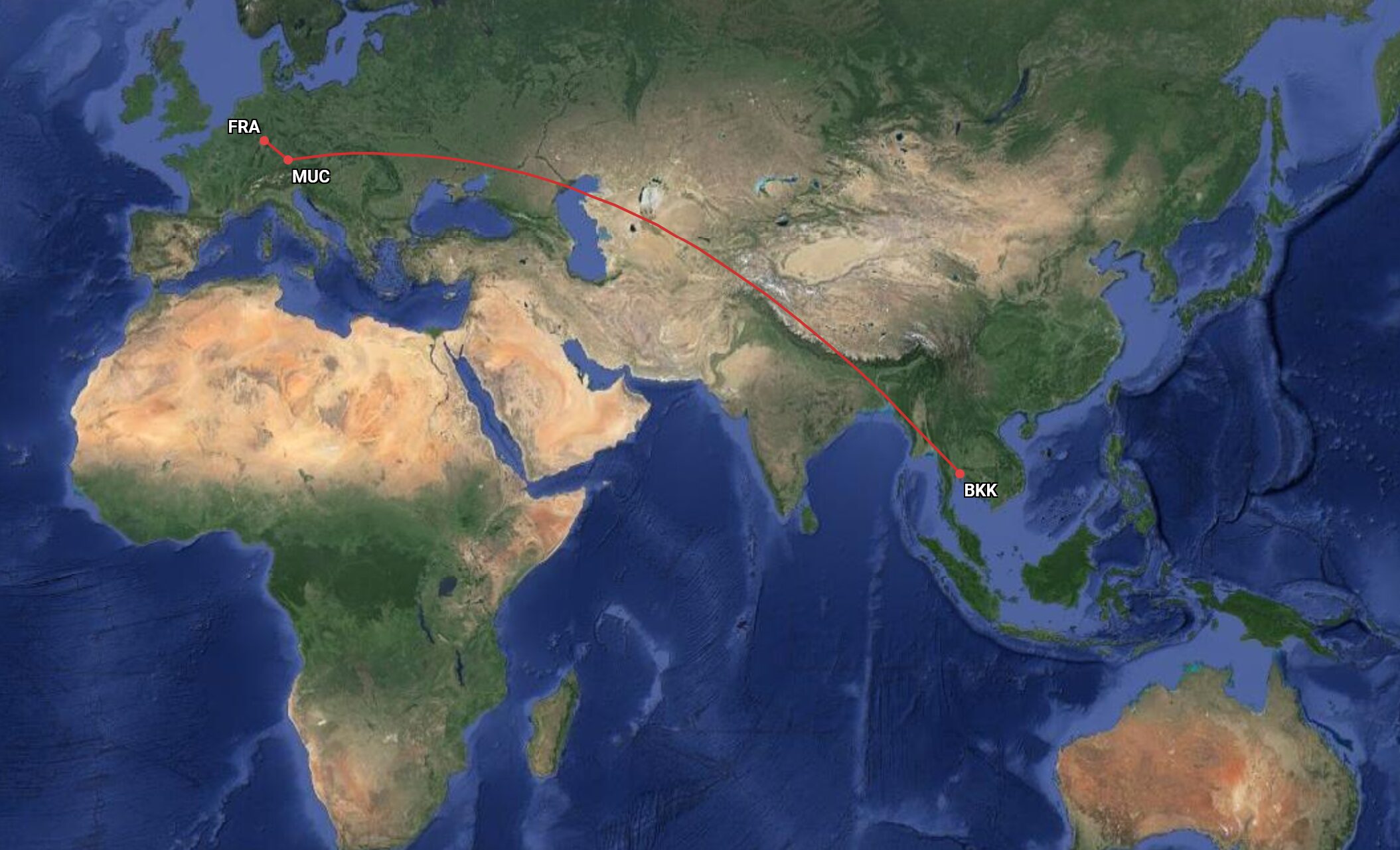 Flugkarte Frankfurt nach Kuba Quelle greatcirclemapcom