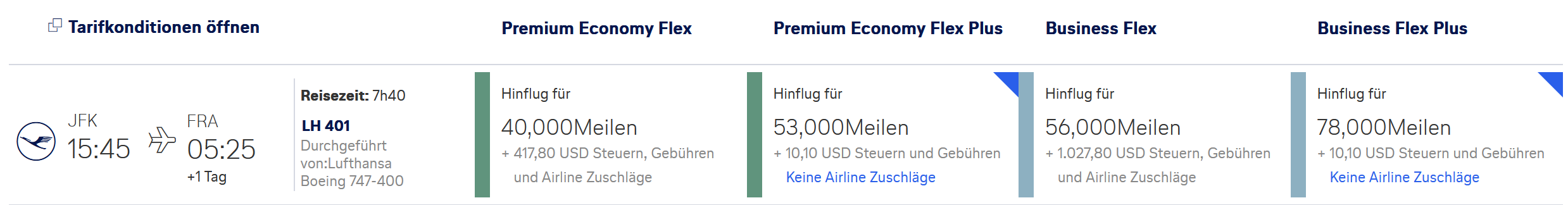 Bei Abflgen in den USA bringt der Flex Plus einen Gegenwert von ber 4 Cent pro Meile