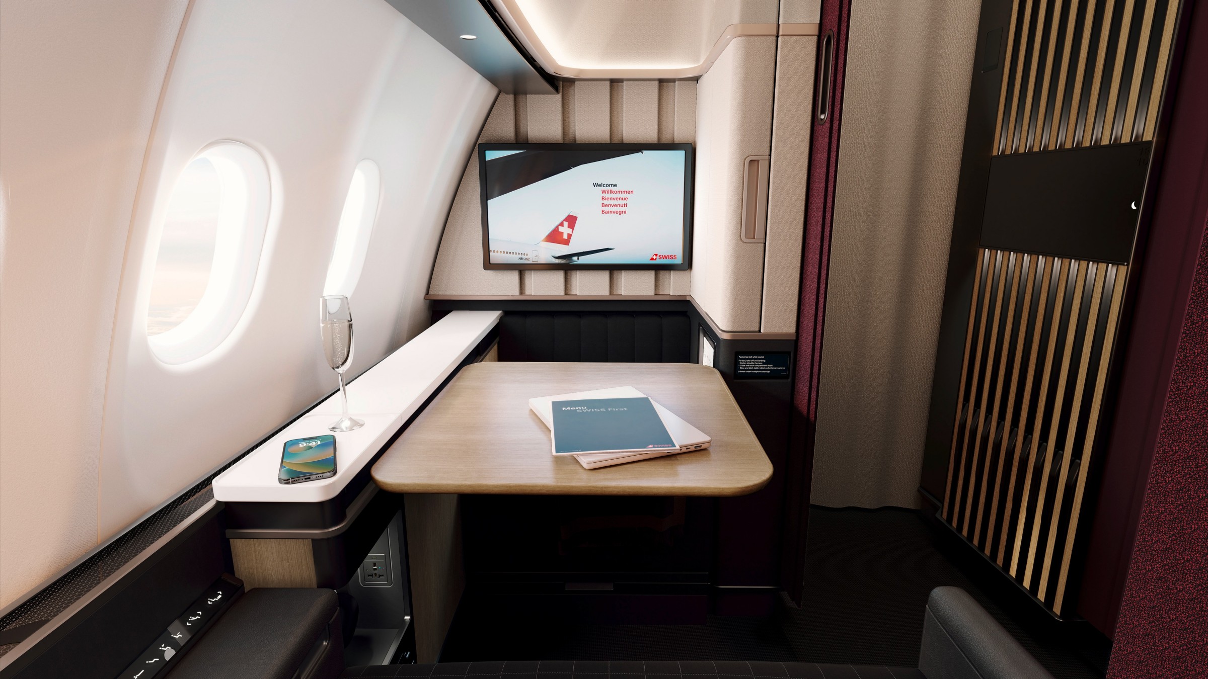 Die neue Swiss First Class Senses Quelle swisscom
